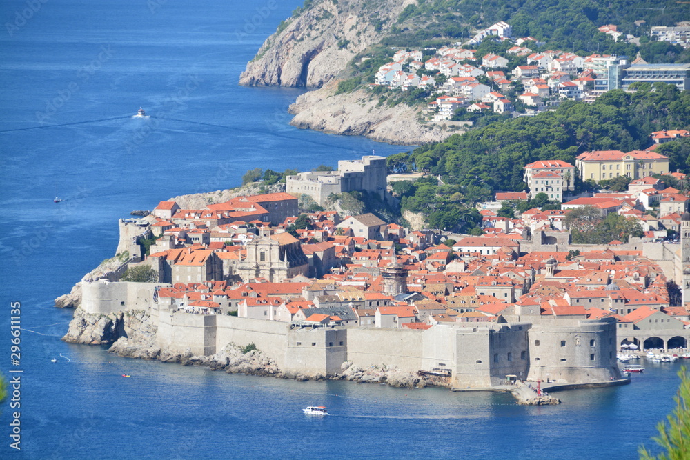 Top view of Dubrovnik old town 2019