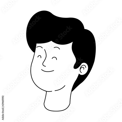 cartoon teenager boy face icon, flat design