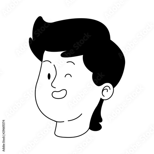 cartoon teenager boy smiling icon, flat design