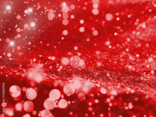 abstract red background soft blurred christmas lights garland