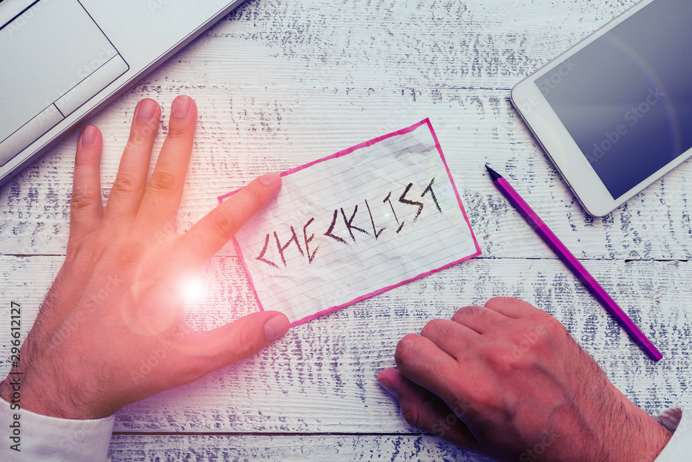 Writing note showing Checklist. Business concept for List down of the detailed activity as guide of doing something Writing note showing Checklist. Business concept for List down of the detailed activity as guide of doing something