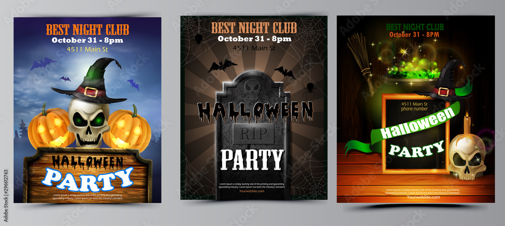 Obraz premium Halloween vertical background with pumpkins