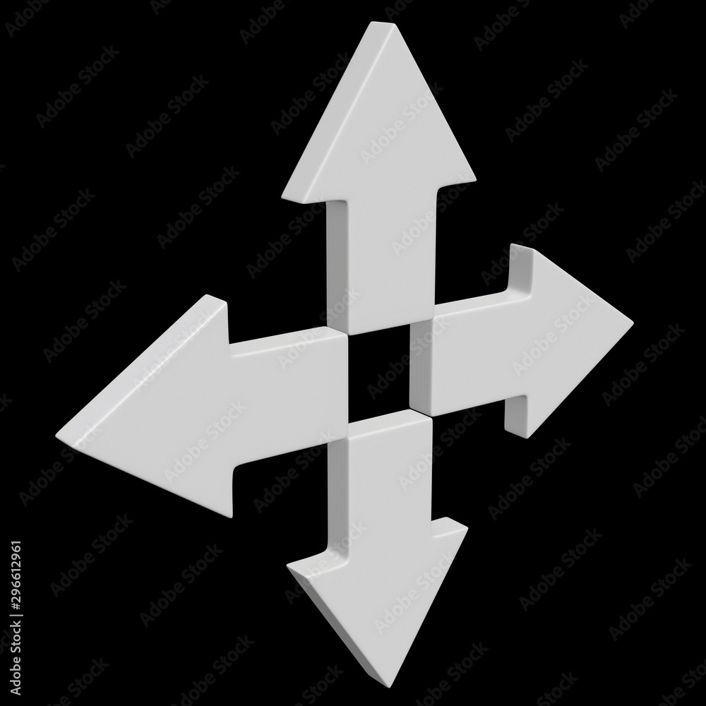 Arrow sign object 3d render illustration on black background Arrow sign object 3d render illustration on black background