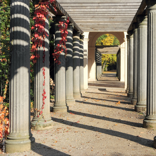 Pergola and pavilion in the Municipal park in Pankow in autumn photo