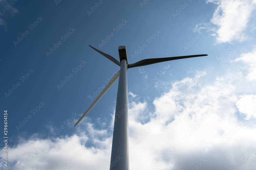 Windmills for the production of electric energy. Wind farm of renewable, alternative and sustainable energy, province of Barcelona Windmills for the production of electric energy. Wind farm of renewable, alternative and sustainable energy, province of Barcelona
