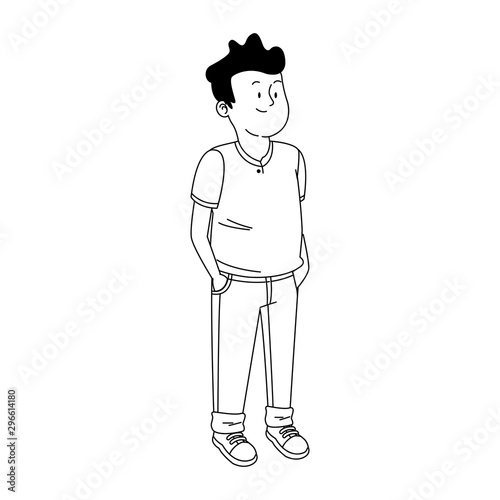 teen boy wearing casual clothes, flat design