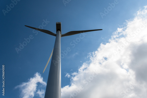 Windmills for the production of electric energy. Wind farm of renewable, alternative and sustainable energy, province of Barcelona