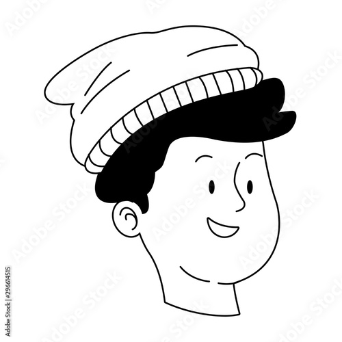 cool teen boy with beanie hat, flat design