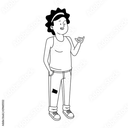 cool teen girl standing icon