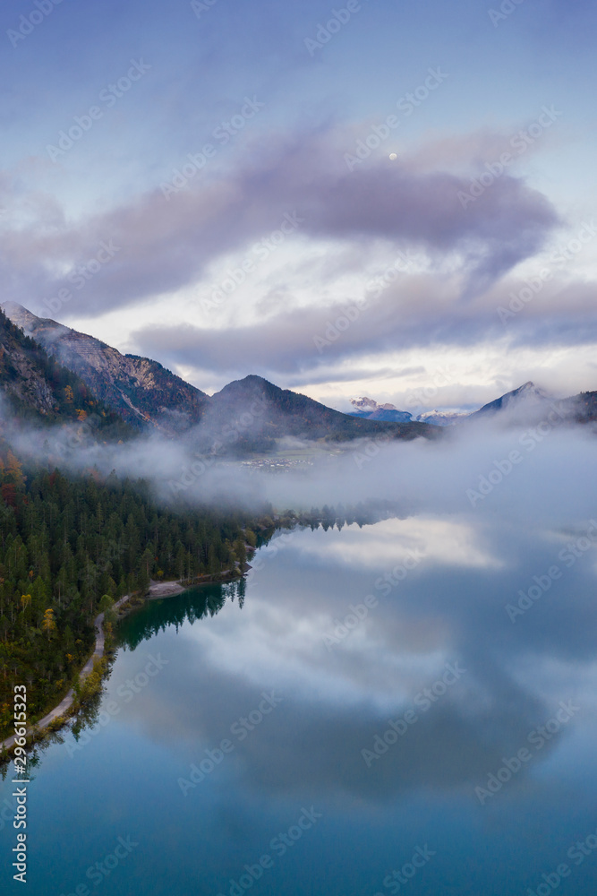 heiterwanger see lake landscape cloudy dawn mood in fall autumn heiterwanger see lake landscape cloudy dawn mood in fall autumn