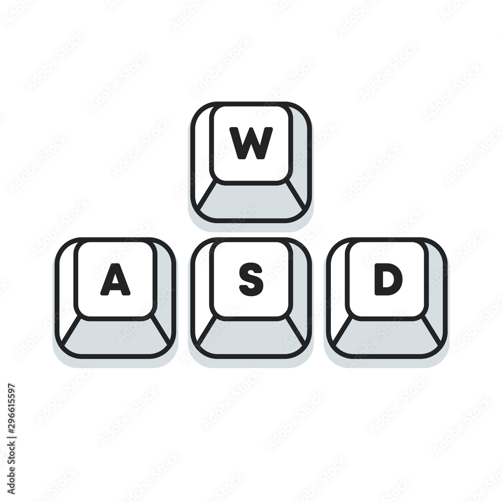 Computer gamer keyboard, WASD keys, vector illustraion. WASD keys, game  control keyboard buttons. Gaming and cybersport symbol. vector de Stock |  Adobe Stock