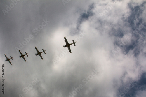 Air show, extraordinary aircraft attractions in the sky. Aviation photography