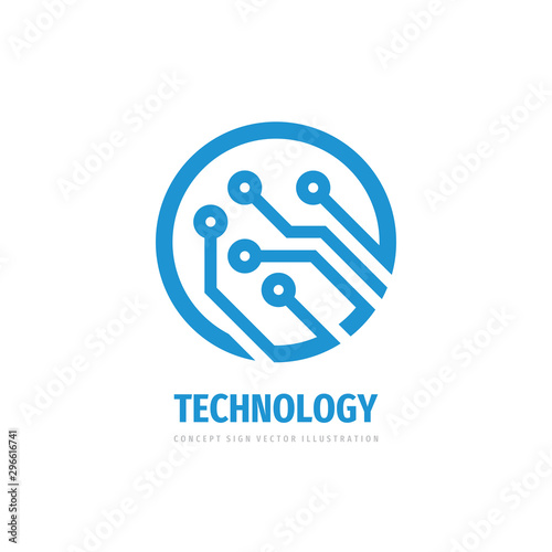 Logo technology. Electronic computer chip sign. Network symbol. Vector illustration. Graphic design. 