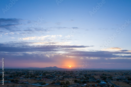 Golden Fire Sunset in Mojave Desert 