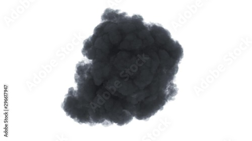 Fiery explosion on a white background. 3D animation.