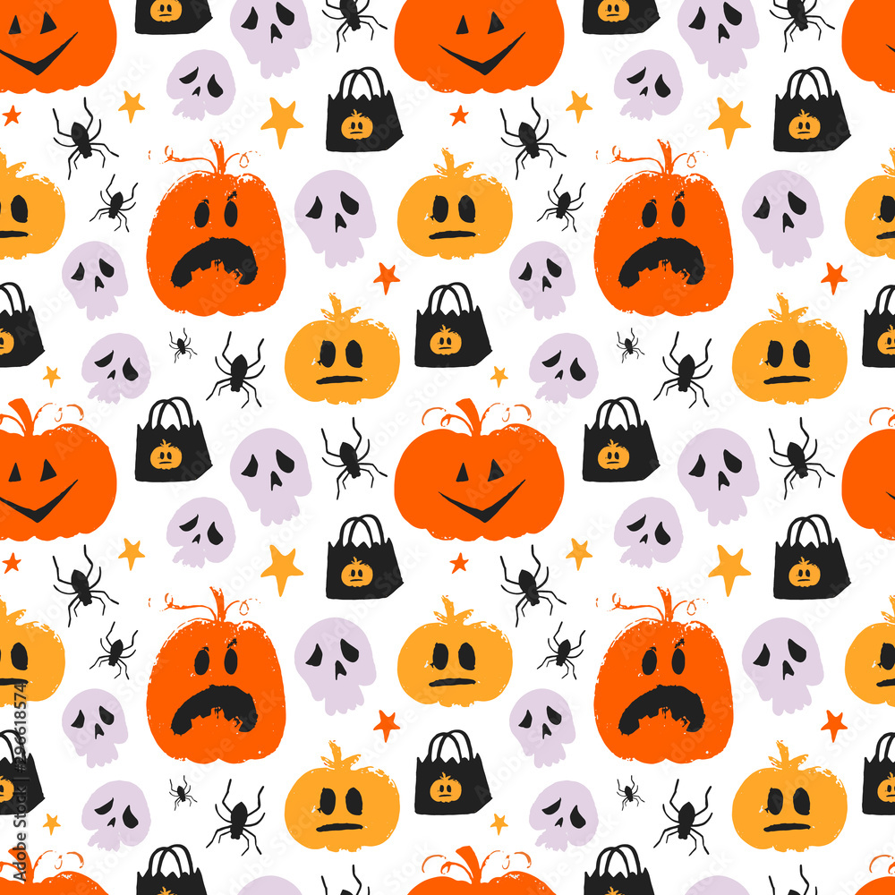 Vector Hand drawn pattern for Halloween design. Vector Hand drawn pattern for Halloween design.