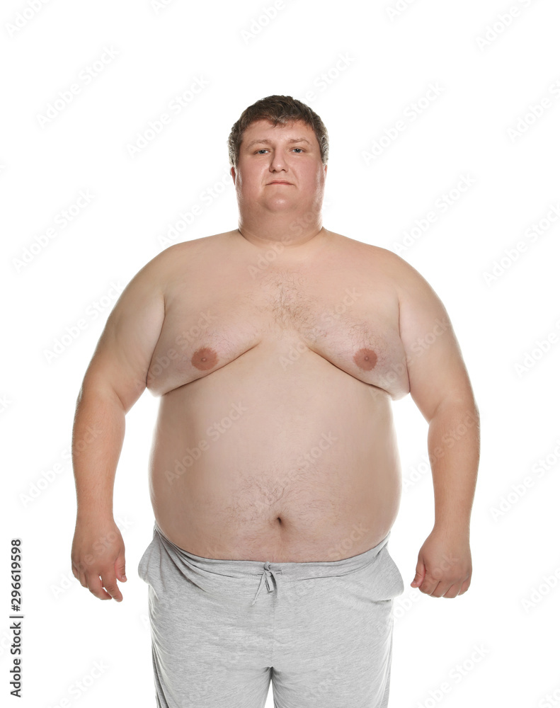 Portrait of overweight man posing on white background Portrait of overweight man posing on white background