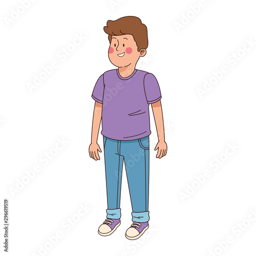 teen boy standing icon, flat design