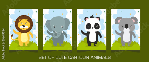 Canvas Print Set of cute cartoon animals illustration