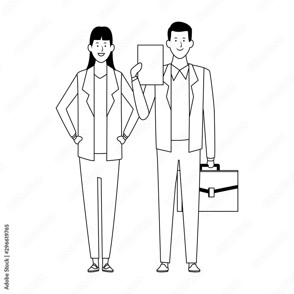 business woman and man, flat design