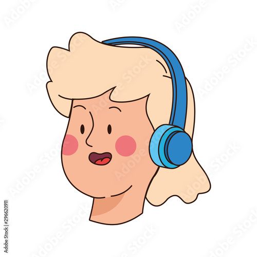 teen girl with headphones icon