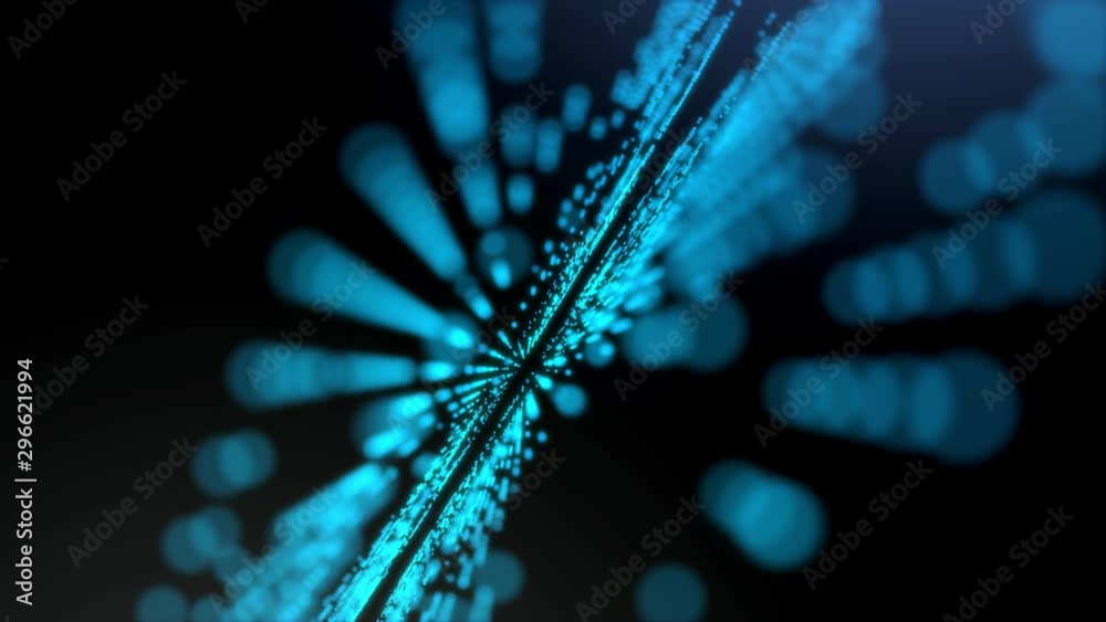 Blue futuristic stream Data Communication flying into digital technologic animation 3D rendering