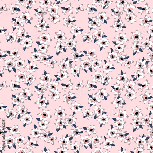 Canvas Print Pattern made of small meadow flowers