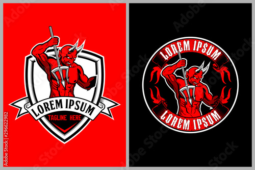 red devil with horns vector logo template