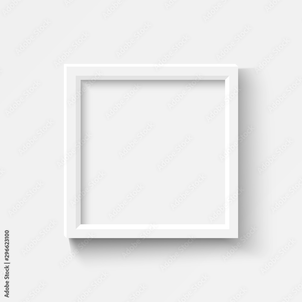 Empty white picture frames set. Square elegant plactic or wooden frame with soft shadow. Vector mockup on transparent background Empty white picture frames set. Square elegant plactic or wooden frame with soft shadow. Vector mockup on transparent background