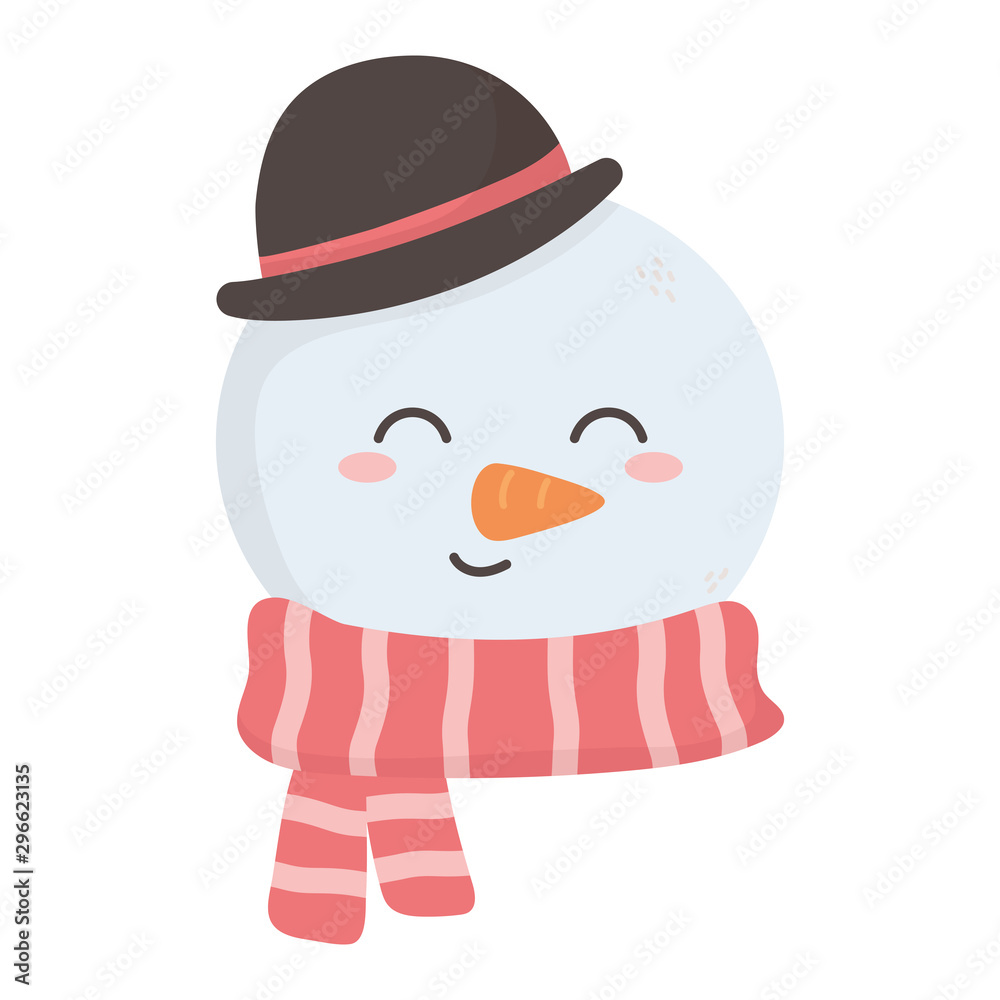 snowman face wearing hat scarf merry christmas snowman face wearing hat scarf merry christmas