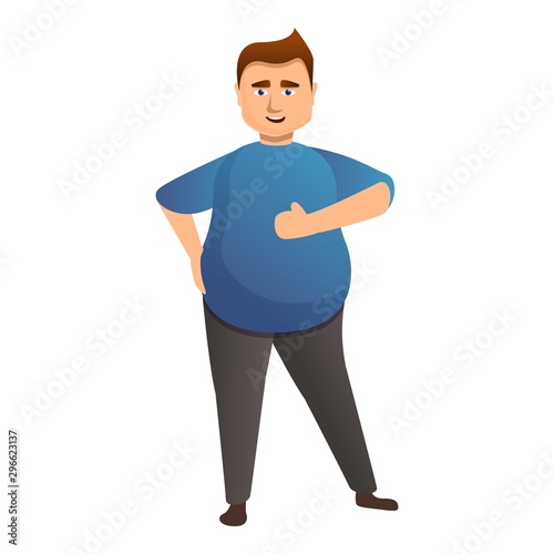 Overweight positive man icon. Cartoon of overweight positive man vector icon for web design isolated on white background