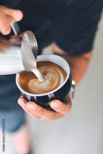 coffee latte art make by barista