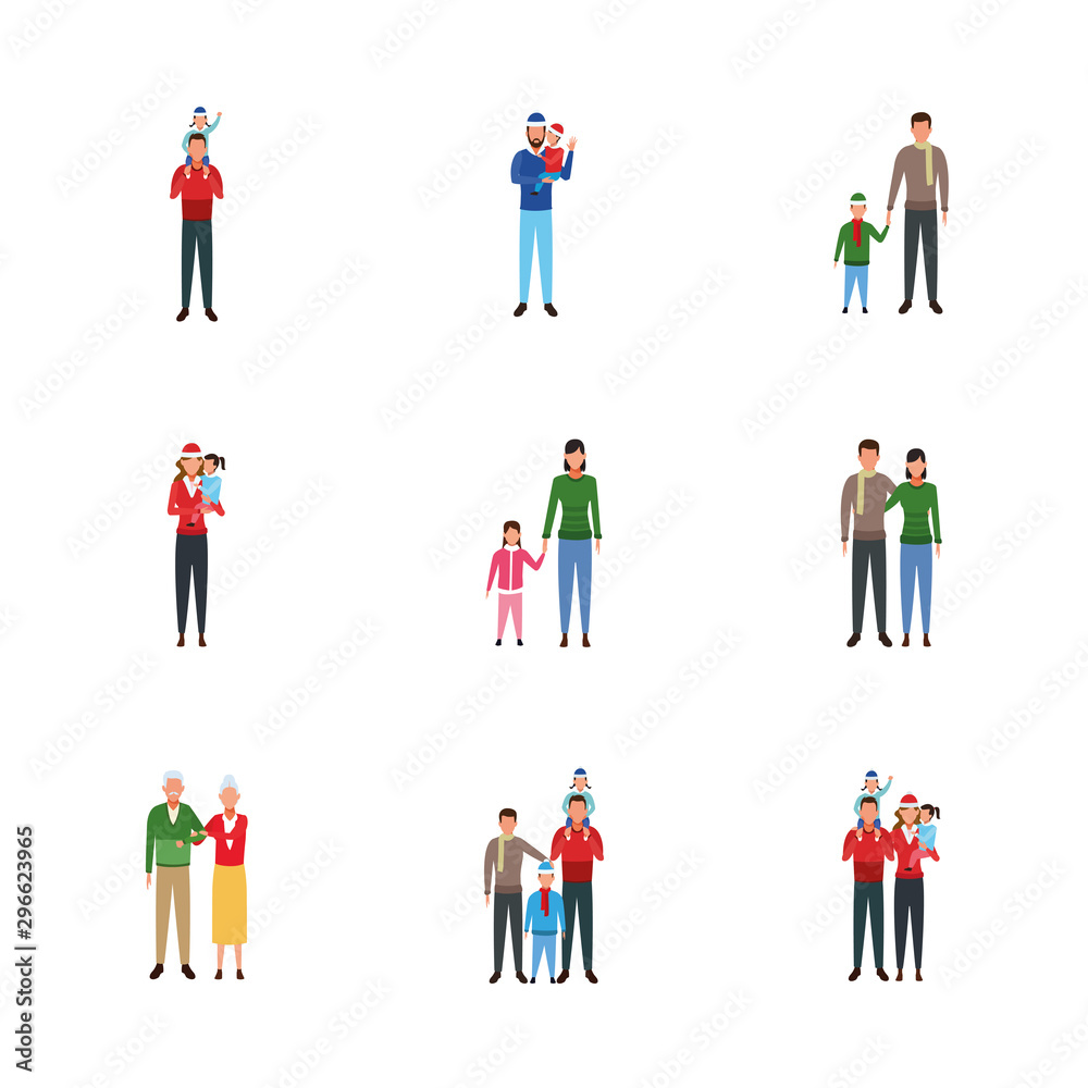 set of family and people with kids, colorful design