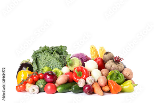 Composition with ripe organic vegetables isolated. Good harvest