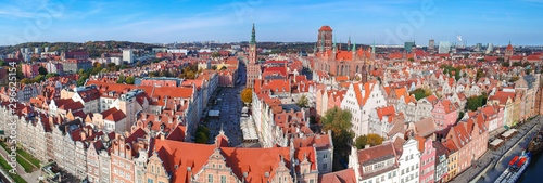 Aerial panorama of the old town in Gdansk, Poland