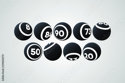 Black Bingo Balls Vector Illustration