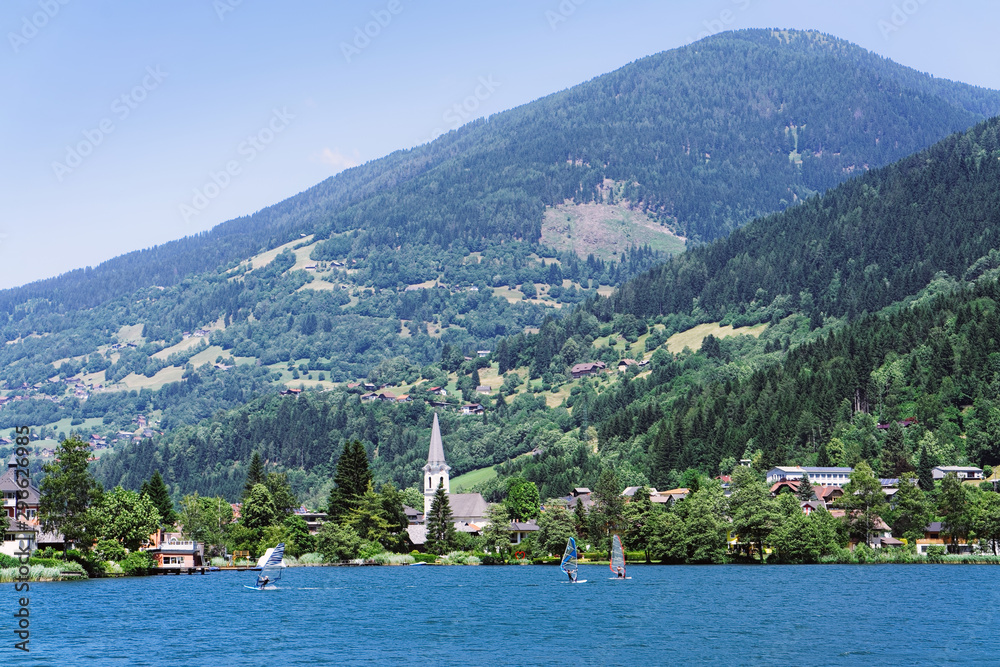 Panorama of lake Field am See at Carinthia Austria