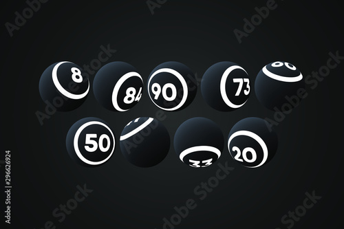 Black Bingo Balls Vector Illustration