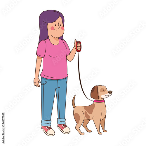 teen girl with cute dog icon