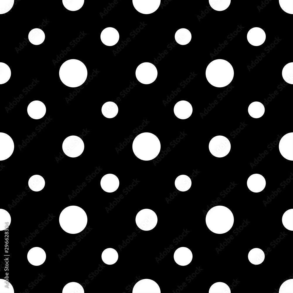  Polka dot pattern on a black background vector seamless.