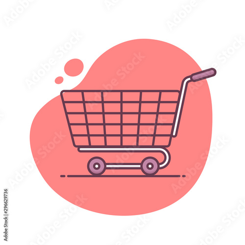 Shopping cart icon vector illustration in monoline / line art style