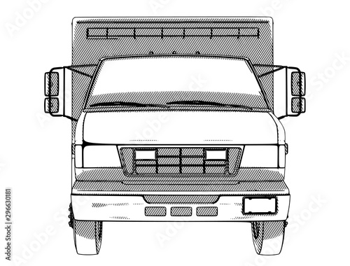 sketch ambulance car with hatching vector on a white background