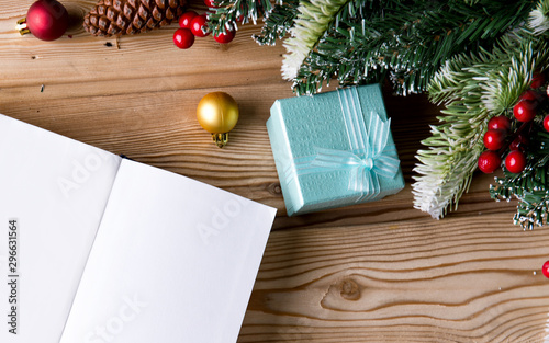 Blank message paper in christmas festive concept