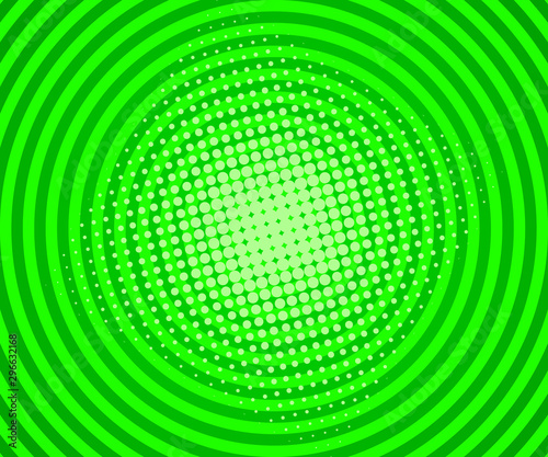 Retro comic green dots background. Focus. Vector illustration in pop art retro style