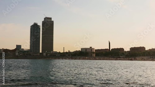 Time lapse de Torres maphre en la playa de Barceloneta	 photo
