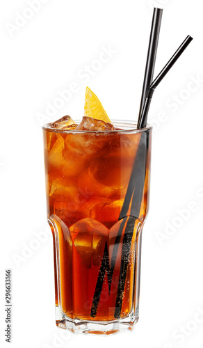 Long Island Iced Tea. Cocktail isolated on white