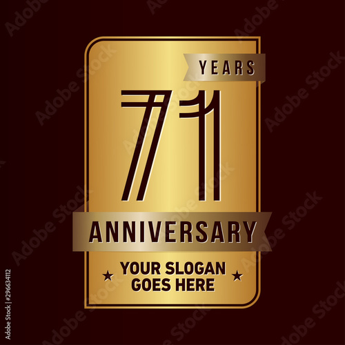 71 years anniversary design template. Seventy-one years celebration logo. Vector and illustration.
