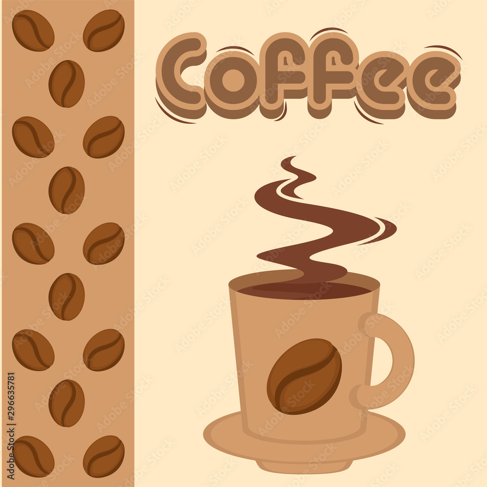 Obraz premium Vintage coffee cups poster with text - Vector illustration