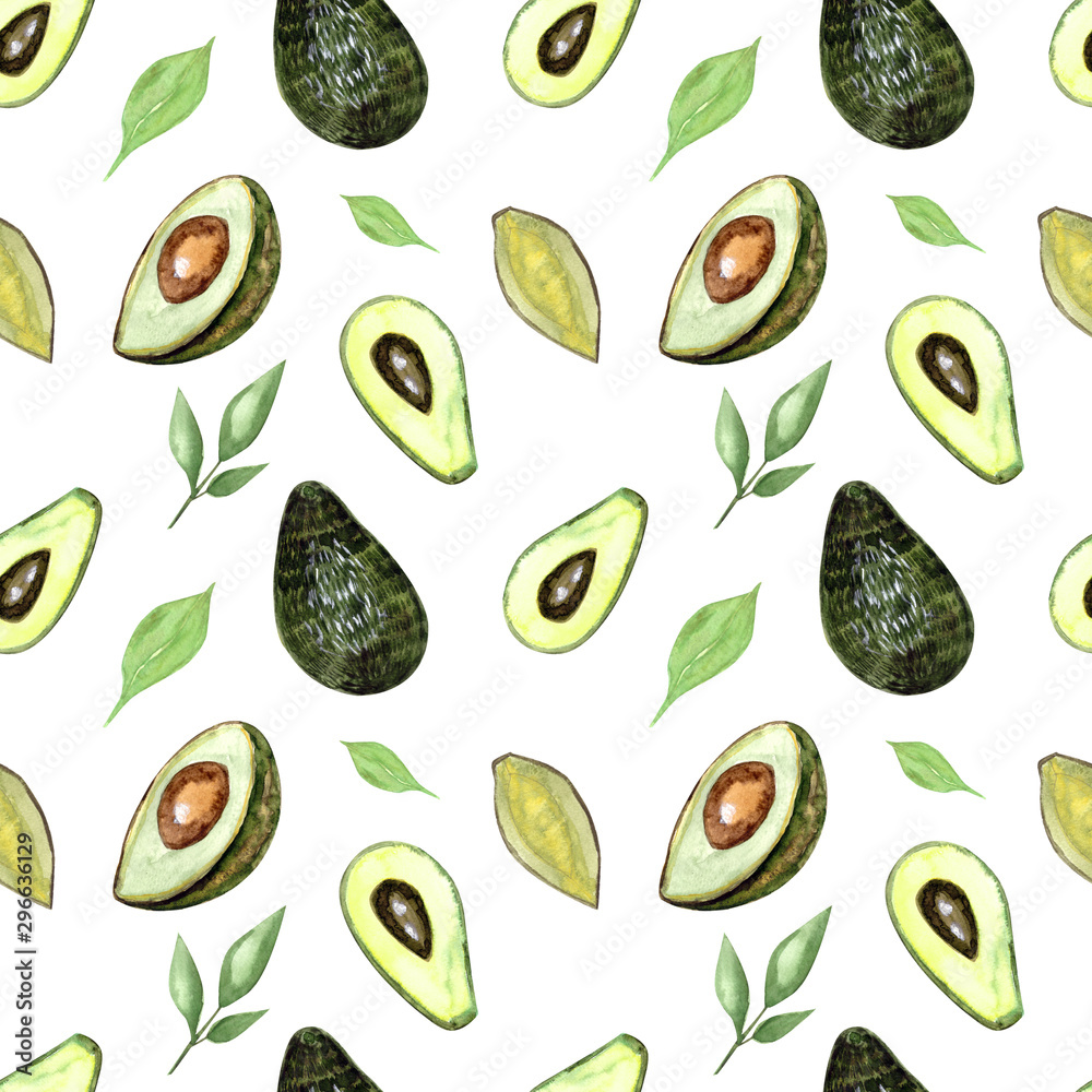 Avocado pattern, healtly food, watercolor seamless background. Pattern for kitchen, textile, design menu for bar, cafe, wallpaper, print. Avocado pattern, healtly food, watercolor seamless background. Pattern for kitchen, textile, design menu for bar, cafe, wallpaper, print.
