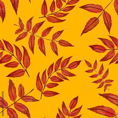 Creative seamless pattern with autumn leaves. Fashion print